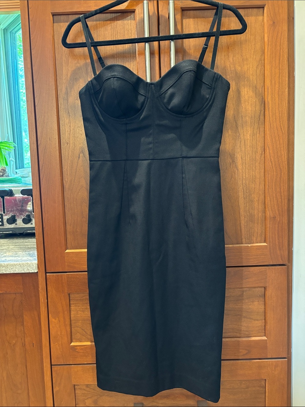 Like New Marciano by Guess Black Fully Lined Bustier Sheath Midi Dress Sz 2 / XS